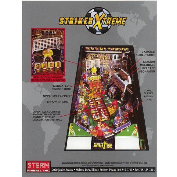 Striker Xtreme Pinball Flyer Original NOS Flipper Game Vintage Promo Art 2000 - Picture 2 of 2